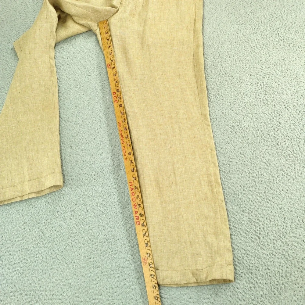 Murano Baird McNutt Linen Dress Pants Mens 36x32 Beige Pleated Front Trousers